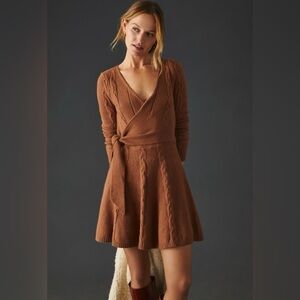 NWT Anthropologie Greylin Wrap Sweater Dress - Size Small Petite - Brown